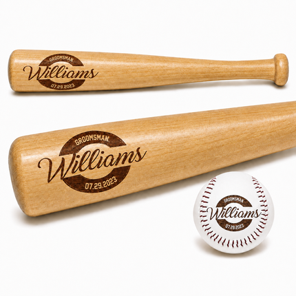 Custom Engraved Baseball Bat and Ball Engraved Baseball Bat 18'' and Baseball Ball Combo