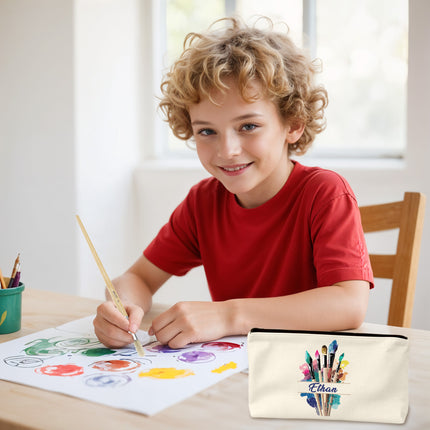 Personalized Paint Brush Pouch Holder for Kids Artists