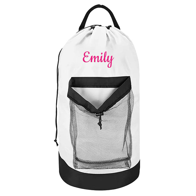 Personalized Embroidered White Laundry Bag