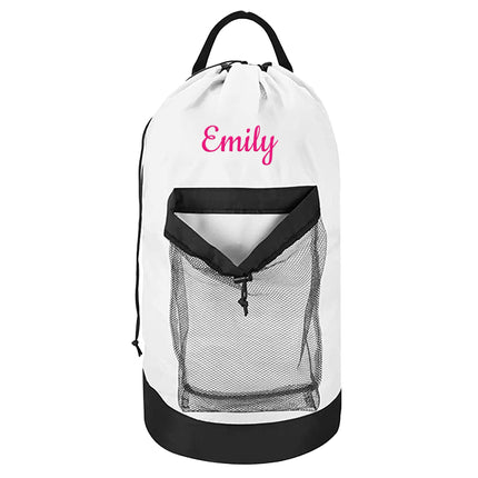 Personalized Embroidered Gray Laundry Bag
